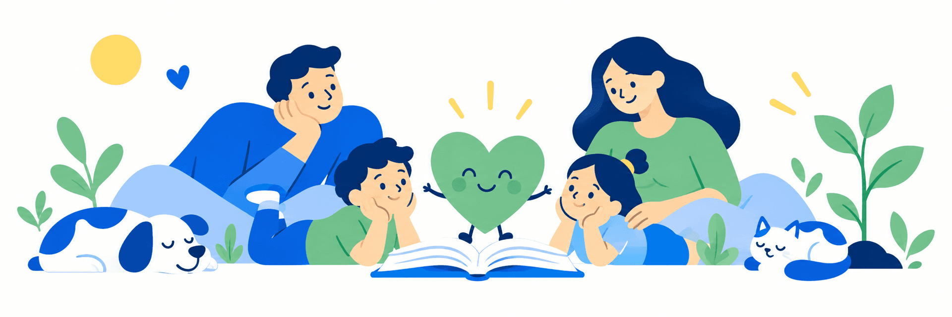 An illustration of a family sharing a caring moment